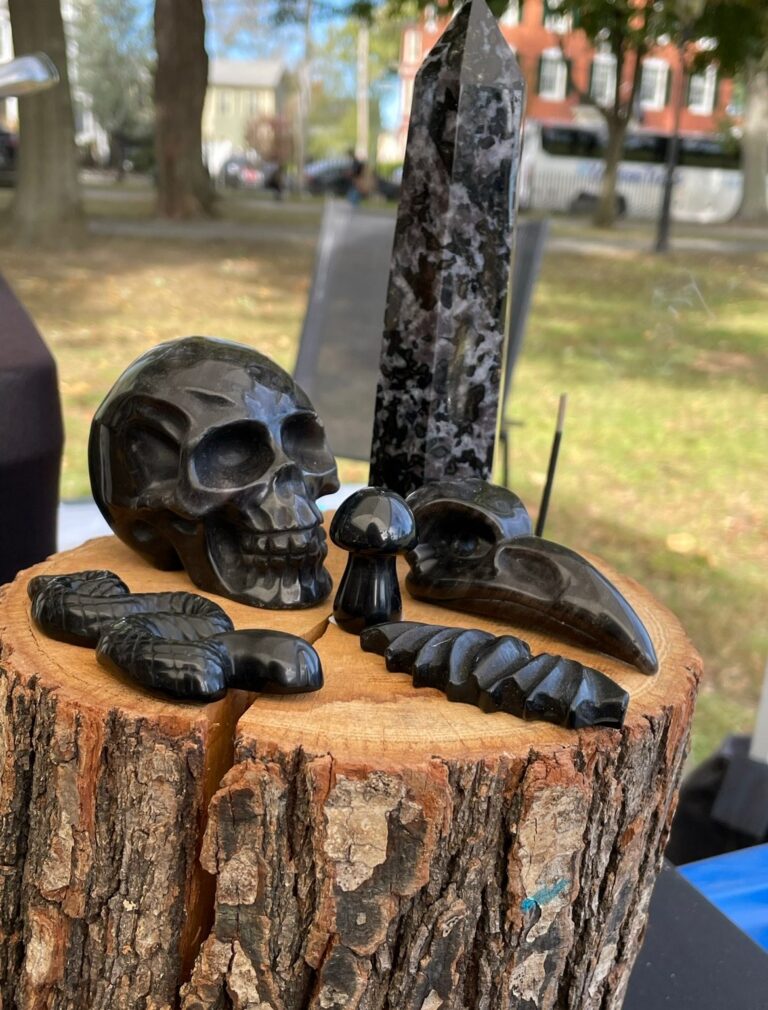 a blend of elements black crystal carvings haunted happenings marketplace salem ma display 1 768x1010