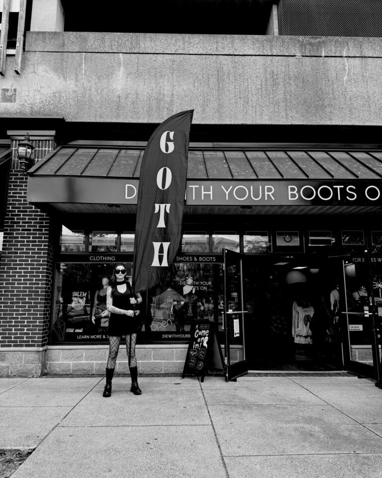 Die With Your Boots On storefront at 9 Church Street, Salem.