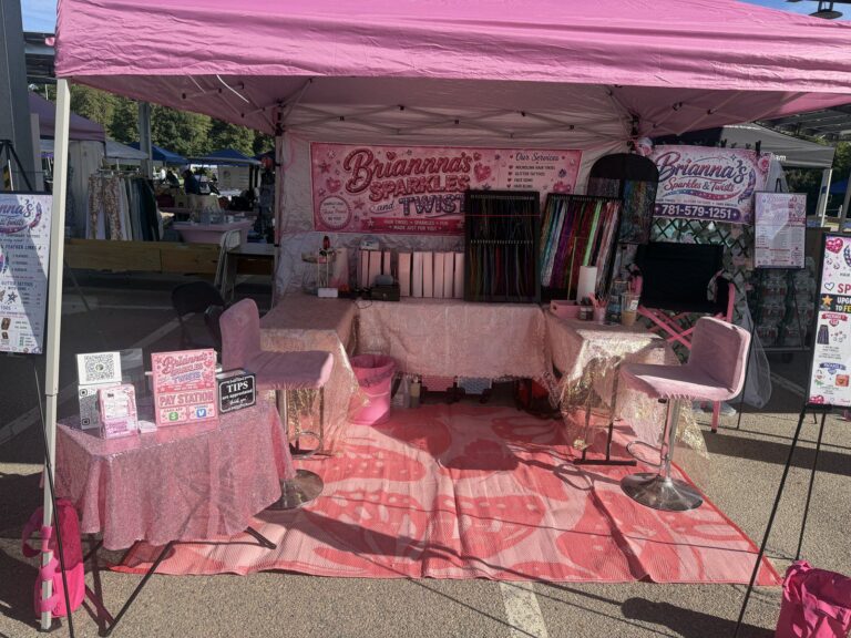 Brianna’s Sparkles and Twists pink booth Brianna’s Sparkles and Twists pink booth